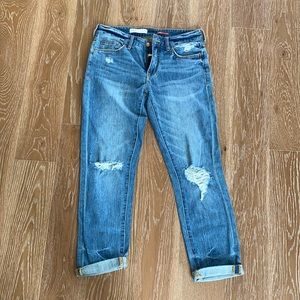 Boyfriend jeans from Anthropologie size 28 distressed mid rise zip fly denim